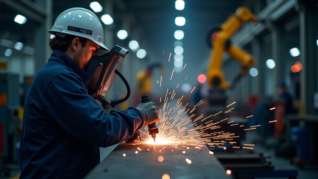 Automobilová výroba se svařovacími roboty a montážní linkou