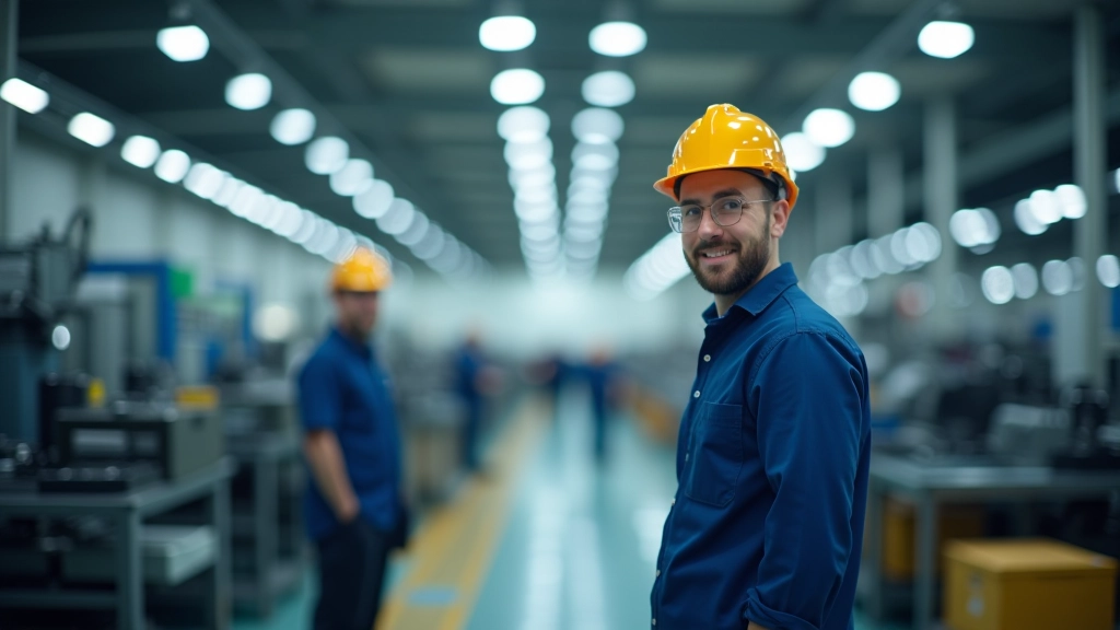 Průmyslová fabrika s výrobními linkami a strojním vybavením